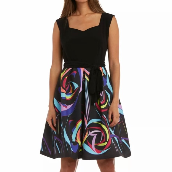 Multicolor Fit & Flair Sleeveless Dress - Picture 1 of 10